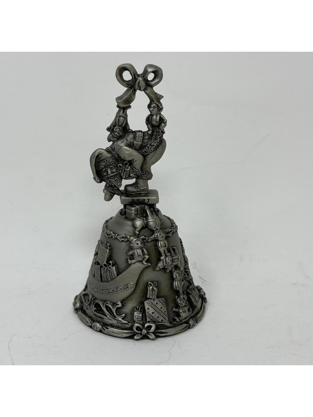 F.O.R.T. 1997 Christmas Classic 1st Annual Edition Pewter Bell Santa Reindeer